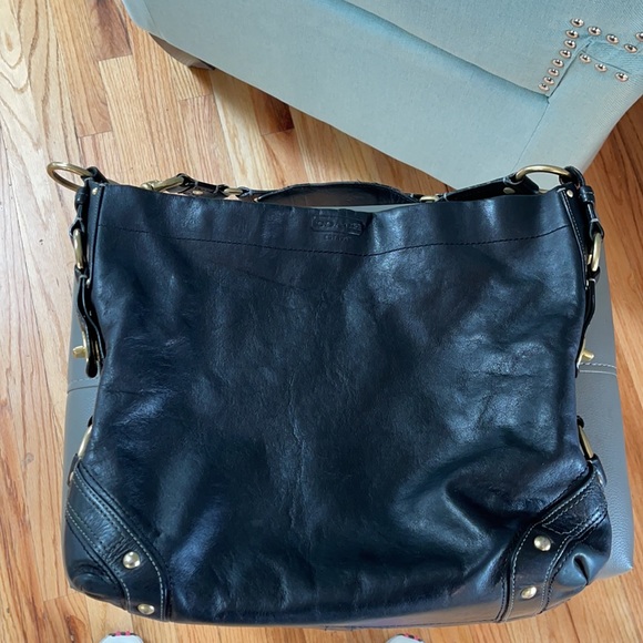 Coach Handbags - Coach Black Leather and Brass Carly Hobo EUC